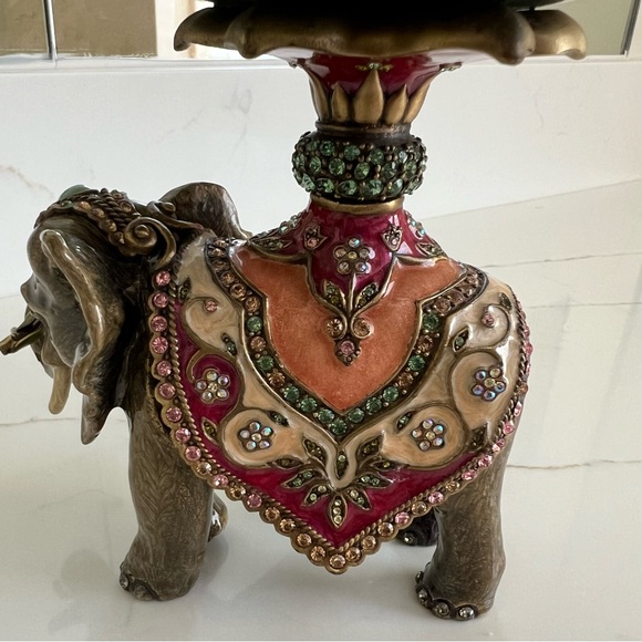 🐘 JAY STRONGWATER Elephant Footed Stone Bowl Enameled & Swarovski Crystals el - Picture 7 of 16